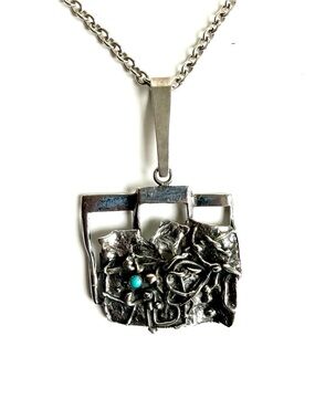 Rare Mid Century Modernist Sterling Silver Pendant